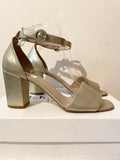LK BENNETT HESTER SOFT GOLD METALLIC BLOCK HEEL SANDALS SIZE 7.5/41