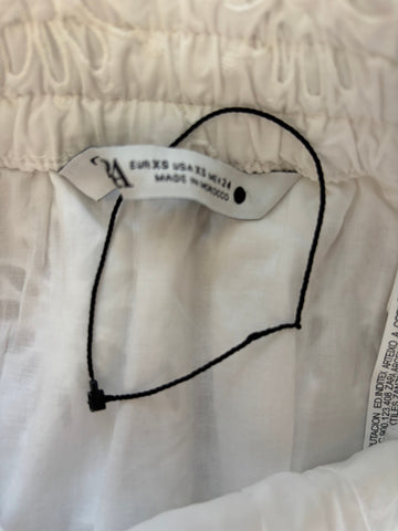 BRAND NEW ZARA WHITE BRODERIE ANGLAISE PLEATED MIDI SKIRT  SIZE XS
