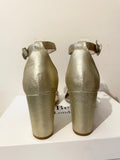 LK BENNETT HESTER SOFT GOLD METALLIC BLOCK HEEL SANDALS SIZE 7.5/41