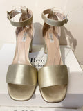 LK BENNETT HESTER SOFT GOLD METALLIC BLOCK HEEL SANDALS SIZE 7.5/41