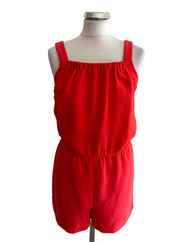 REISS NINETEEN SEVENTY-ONE SELBY POMEGRANATE STRAPPY PLAYSUIT  SIZE 10