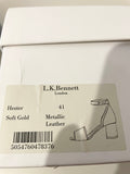 LK BENNETT HESTER SOFT GOLD METALLIC BLOCK HEEL SANDALS SIZE 7.5/41