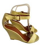 MULBERRY YELLOW LEATHER HIGH WEDGE HEEL SANDALS SIZE 5/38