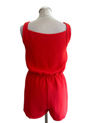 REISS NINETEEN SEVENTY-ONE SELBY POMEGRANATE STRAPPY PLAYSUIT  SIZE 10