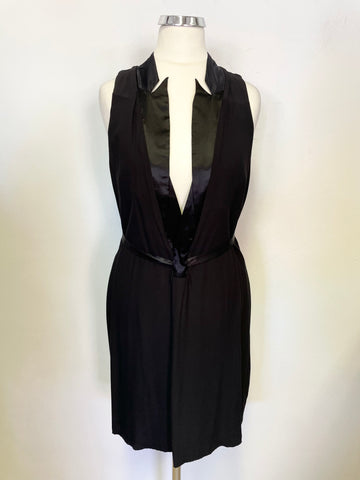 BRAND NEW 2ND DAY GLORIA BLACK SILK TRIMMED PENCIL DRESS SIZE 34 UK 6