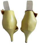 MULBERRY YELLOW LEATHER HIGH WEDGE HEEL SANDALS SIZE 5/38
