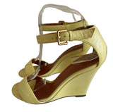 MULBERRY YELLOW LEATHER HIGH WEDGE HEEL SANDALS SIZE 5/38