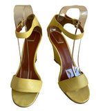 MULBERRY YELLOW LEATHER HIGH WEDGE HEEL SANDALS SIZE 5/38
