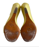 MULBERRY YELLOW LEATHER HIGH WEDGE HEEL SANDALS SIZE 5/38