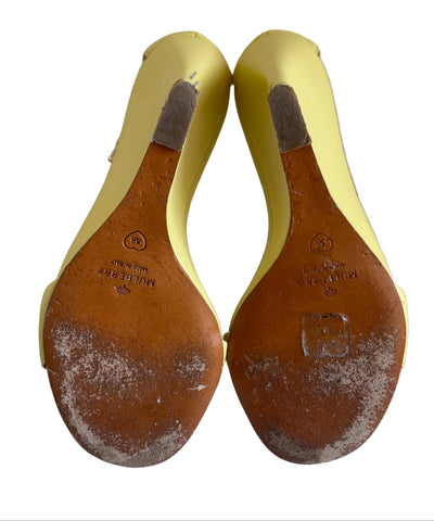 MULBERRY YELLOW LEATHER HIGH WEDGE HEEL SANDALS SIZE 5/38