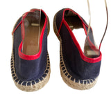 TOMMY HILLFIGER NAVY BLUE CANVAS ESPADRILLE FLATS SIZE 5/38