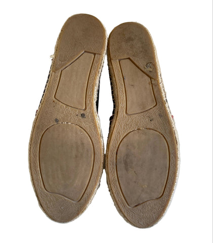 TOMMY HILLFIGER NAVY BLUE CANVAS ESPADRILLE FLATS SIZE 5/38