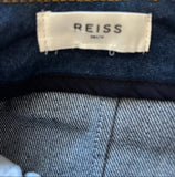 REISS LIANNA BLUE DENIM BELTED WIDE LEG JEANS SIZE 6/8 LONG