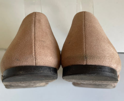 JIMMY CHOO ADE BEIGE SUEDE AND PEARL TRIM STRAP BALLERINA FLATS SIZE 5/38