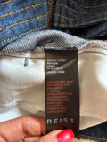 REISS LIANNA BLUE DENIM BELTED WIDE LEG JEANS SIZE 6/8 LONG