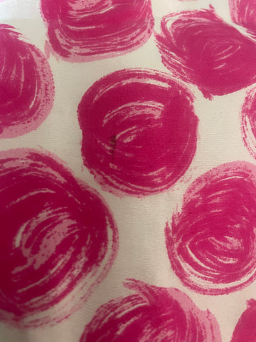 L.K. BENNETT 100% SILK CERISE & WHITE SPOT PRINT A-LINE SKIRT  SIZE 10