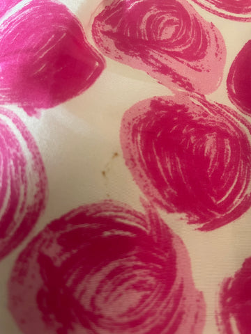 L.K. BENNETT 100% SILK CERISE & WHITE SPOT PRINT A-LINE SKIRT  SIZE 10