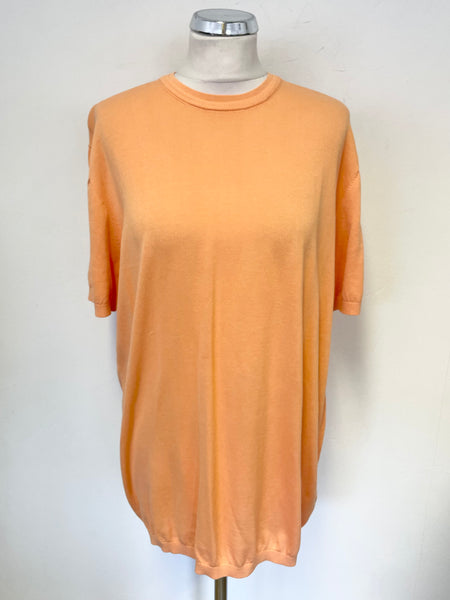 BRAND NEW MASSIMO DUTTI APRICOT SHORT SLEEVED EXTRA FINE COTTON JUMPER SIZE XL