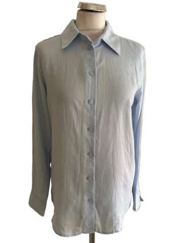 BRAND NEW REISS 100% LINEN CAPRI LIGHT BLUE LONG SLEEVED SHIRT SIZE 8