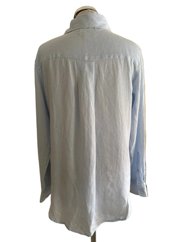 BRAND NEW REISS 100% LINEN CAPRI LIGHT BLUE LONG SLEEVED SHIRT SIZE 8