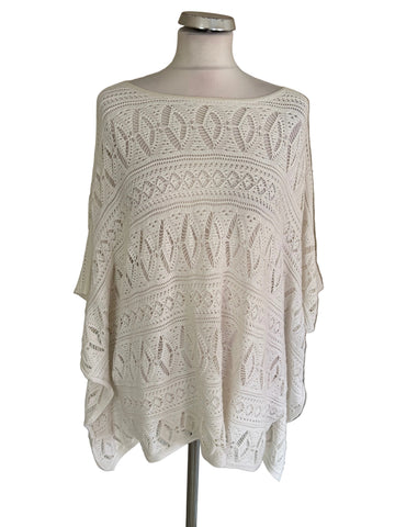 RALPH LAUREN POLO 100% COTTON WHITE CROCHET PONCHO/JUMPER SIZE M