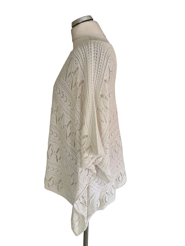 RALPH LAUREN POLO 100% COTTON WHITE CROCHET PONCHO/JUMPER SIZE M