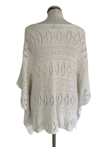 RALPH LAUREN POLO 100% COTTON WHITE CROCHET PONCHO/JUMPER SIZE M