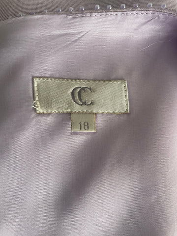 COUNTRY CASUALS SILK BODICE LILAC BOW TRIM SHORT SLEEVE PENCIL DRESS  SIZE 18