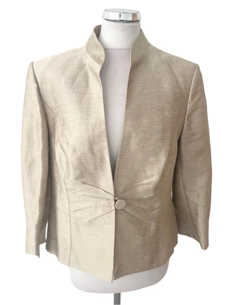 COUNTRY CASUALS LIGHT GOLD LINEN BLEND SPECIAL OCCASION JACKET SIZE 16