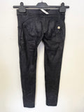 FREDDY WR.UP DARK GREY GREY FAUX SNAKESKIN SHAPING JEGGINGS SIZE 8