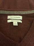 MARKS & SPENCER AUTOGRAPH 100% CASHMERE DARK AUBERGINE LONG SLEEVED JUMPER SIZE L