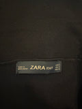 ZARA BLACK FAUX LEATHER SLEEVED WATERFALL FRONT CARDIGAN/JACKET SIZE S