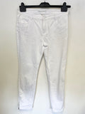 WHISTLES WHITE ANKLE GRAZER ZIP TRIM JEANS SIZE 30W
