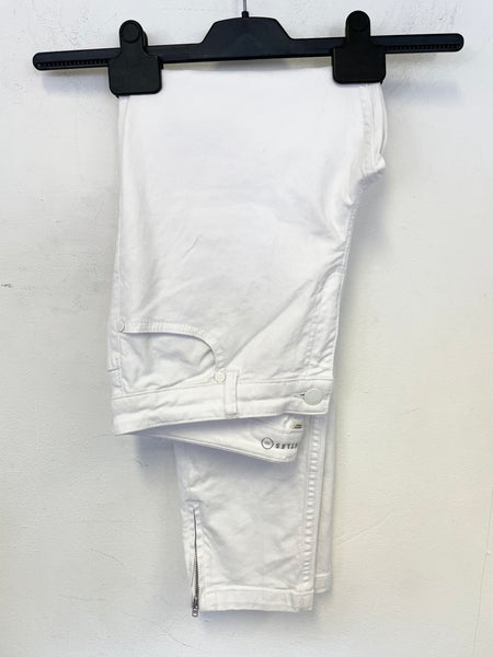 WHISTLES WHITE ANKLE GRAZER ZIP TRIM JEANS SIZE 30W