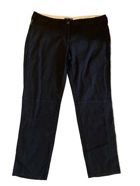 ARMANI JEANS LINEN MIX BLACK TAPERED LEG TROUSERS  SIZE 14
