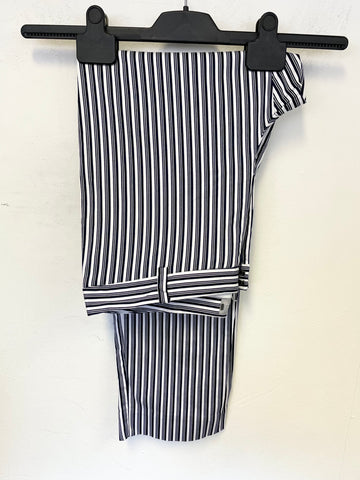 PURE COLLECTION NAVY BLUE & WHITE STRIPED CROPPED TROUSERS SIZE 12