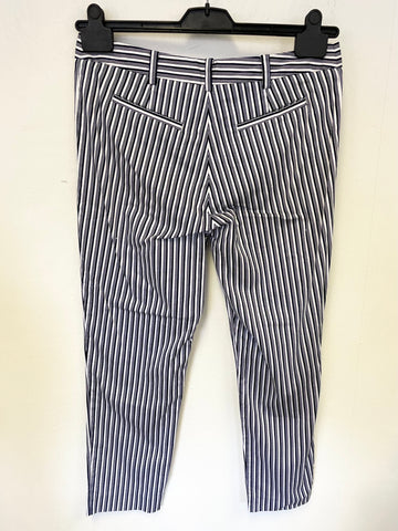 PURE COLLECTION NAVY BLUE & WHITE STRIPED CROPPED TROUSERS SIZE 12