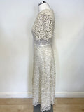 BRAND NEW TED BAKER ALDORRA CREAM FLORAL LACE SHORT SLEEVE SPECIAL OCCASION MIDI DRESS SIZE 2 UK 10