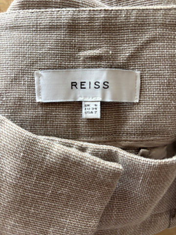 REISS MARTA BEIGE TWEED TAPERED TROUSERS SIZE 6