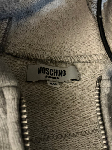 UNISEX MOSCHINO JUNIOR 100% COTTON GREY ZIP UP HOODIE SIZE 40 AGE 11-12 YEARS