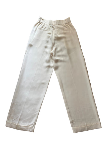 LILYSILK 100% MULBERRY SILK LILY WHITE WIDE LEG TROUSERS SIZE 4 UK 8