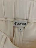 LILYSILK 100% MULBERRY SILK LILY WHITE WIDE LEG TROUSERS SIZE 4 UK 8