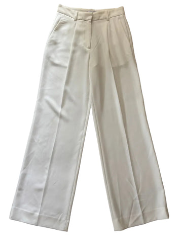 REISS TATUM WHITE CREPE WIDE LEG TROUSERS SIZE 8