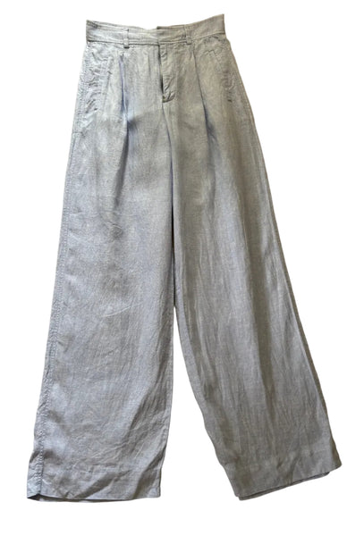 EVERLANE 100% LINEN LIGHT BLUE WIDE LEG TROUSERS SIZE 2 UK 6/8