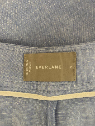 EVERLANE 100% LINEN LIGHT BLUE WIDE LEG TROUSERS SIZE 2 UK 6/8