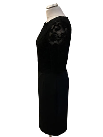 PHASE EIGHT BLACK LACE OVERLAY BODICE PENCIL DRESS  SIZE 12