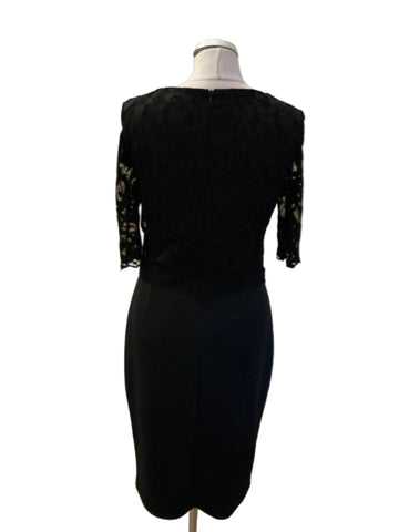 PHASE EIGHT BLACK LACE OVERLAY BODICE PENCIL DRESS  SIZE 12