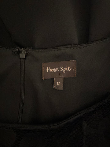 PHASE EIGHT BLACK LACE OVERLAY BODICE PENCIL DRESS  SIZE 12