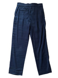 REISS SHAE NAVY BLUE LINEN MIX PULL ON TROUSERS SIZE 8