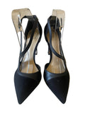 ITALIAN VINCE CAMUTO BLACK LEATHER & SUEDE STRAP ACROSS HEELS SIZE 6/39